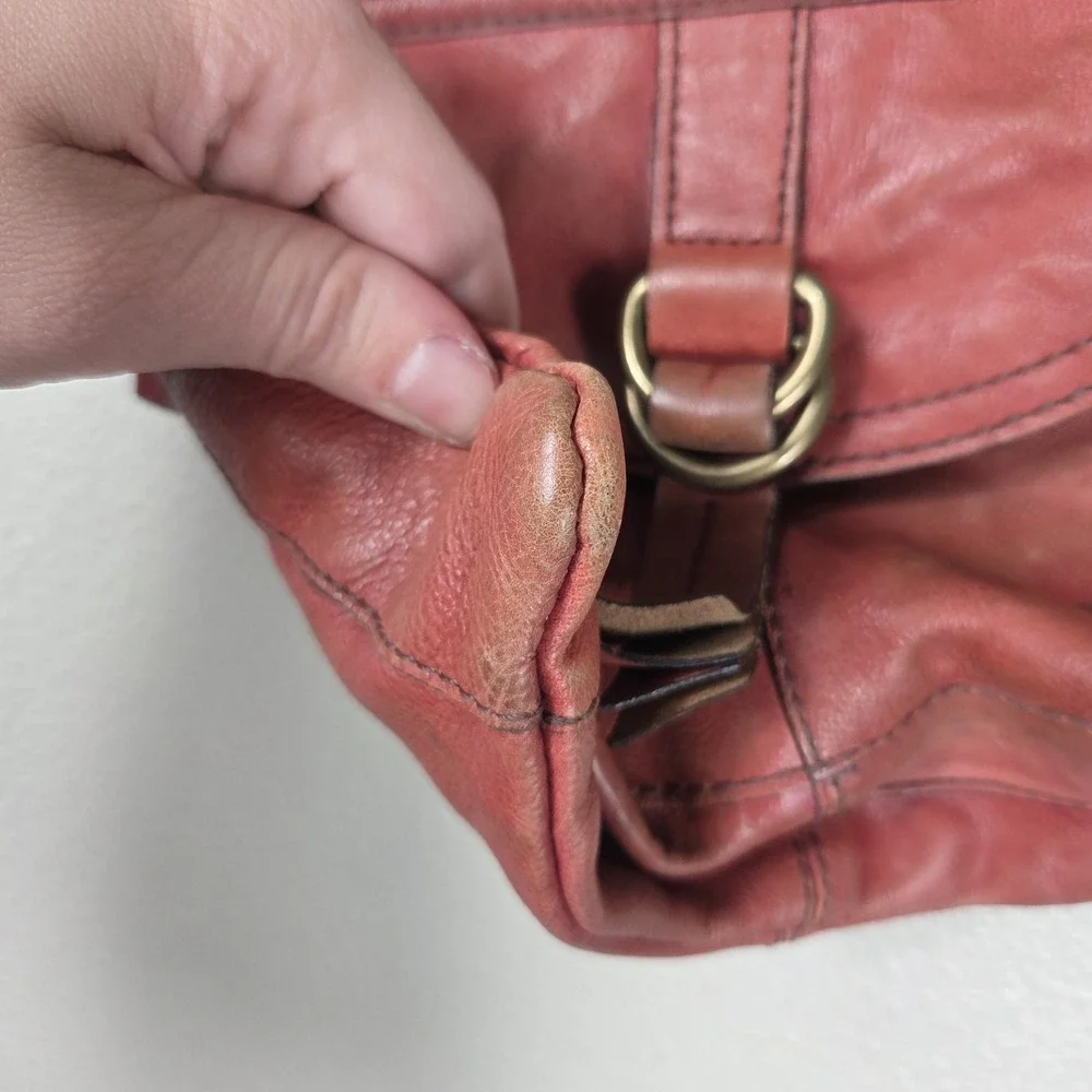 Fossil Brown Leather Crossbody Bag Organizer Pocket Zip Top Purse‎